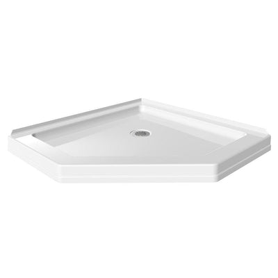 38-1/2 in. x 38-1/2 in. Neo-Angle Single Threshold Corner Shower Base in White - Super Arbor