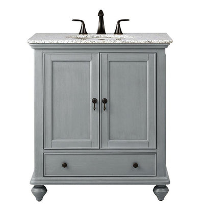 Newport 31 in. W x 21-1/2 in. D Bath Vanity in Pewter with Granite Vanity Top in Grey - Super Arbor