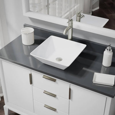 Porcelain Vessel Sink in White with 7001 Faucet and Pop-Up Drain in Brushed Nickel - Super Arbor