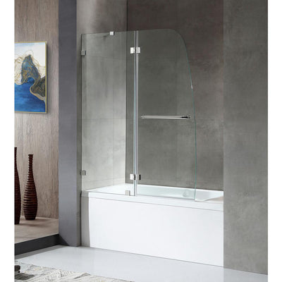 Pacific 48 in. x 58 in. Frameless Hinged Bathtub Door in Chrome - Super Arbor