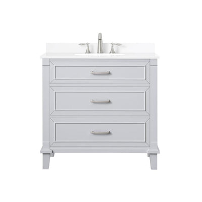 Pinestream 36 in. W x 22 in. D Bath Vanity in Dove Grey with Cultured Stone Vanity Top in White with White Basin - Super Arbor