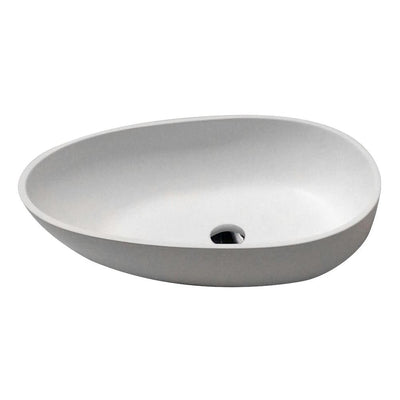 Trident Man Made Stone Vessel Sink with Pop Up Drain in Matte White - Super Arbor