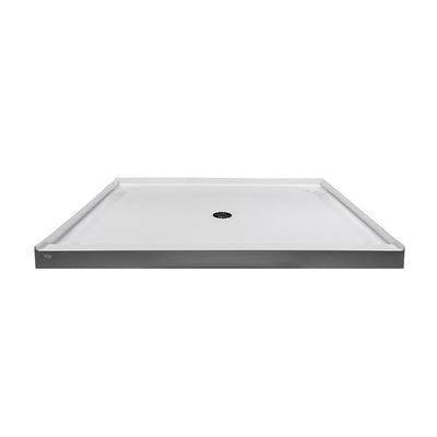 60 in. x 42 in. Center Drain 3.19 in. Shower Base in White - Super Arbor