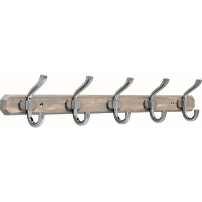 24 in. Graywash and Satin Nickel Hook Rack - Super Arbor