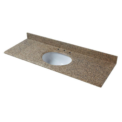 61 in. Granite Vanity Top in Montesol with White Basin - Super Arbor