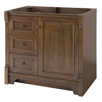 Creedmoor 36 in. W Bath Vanity Cabinet Only in Walnut with Left Hand Drawers - Super Arbor