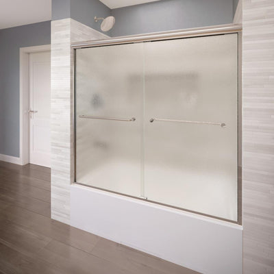 Infinity 58-1/2 in. x 57 in. Semi-Frameless Sliding Bathtub Door in Brushed Nickel - Super Arbor