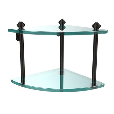 Southbeach Collection 8 in. 2-Tier Corner Glass Shelf in Oil Rubbed Bronze - Super Arbor