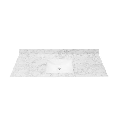 61 in. W x 22 in. Vanity Top in Volakas Marble with Single White Sink and 4 in. Faucet Spread - Super Arbor