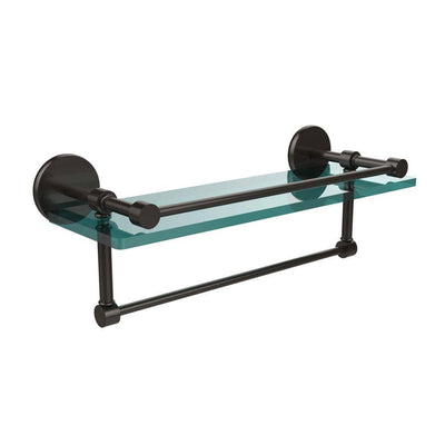 16 in. L  x 5 in. H  x 5 in. W Clear Glass Bathroom Shelf with Towel Bar in Oil Rubbed Bronze - Super Arbor