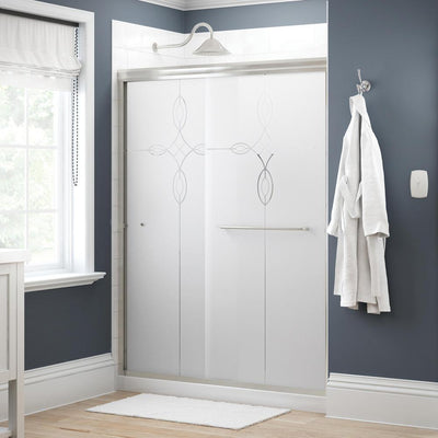 Simplicity 60 in. x 70 in. Semi-Frameless Traditional Sliding Shower Door in Nickel with Tranquility Glass - Super Arbor