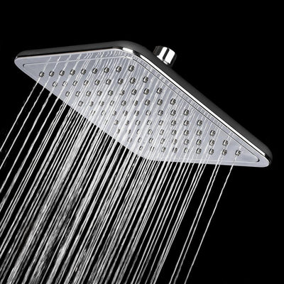 1-Spray 7.85 in. Single Wall Mount Fixed Rain Shower Head in Black - Super Arbor