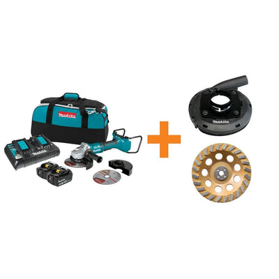 18V X2 LXT Brushless Cordless 7 in. Angle Grinder Kit 5.0Ah w/Bonus 7 in. Dust Extraction Shroud, 7 in. Diamond Wheel