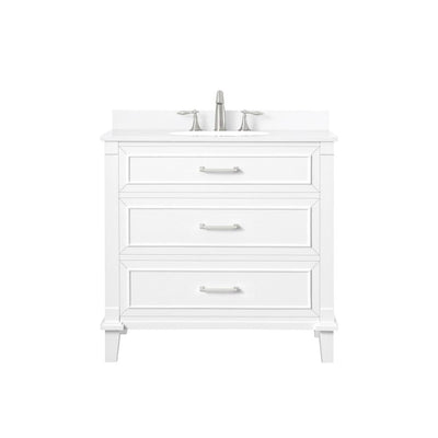 Pinestream 36 in. W x 22 in. D Bath Vanity in White with Cultured Stone Vanity Top in White with White Basin - Super Arbor