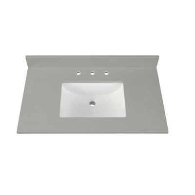 43 in. W x 22 in. D x 0.75 in. H Quartz Vanity Top in Earth Gray with White Basin - Super Arbor