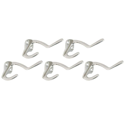 3 in. Satin Nickel Double Hat and Coat Hook (5 per Pack) - Super Arbor