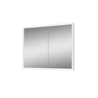 Kona 35.5 in. x 27.625 in. Lighted Impressions Frameless Recessed LED Mirror Medicine Cabinet in Aluminum - Super Arbor