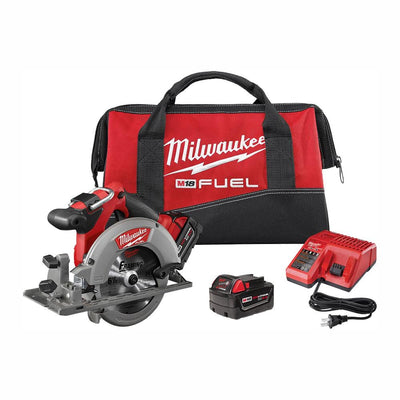 M18 FUEL 18-Volt Lithium-Ion Brushless Cordless 6-1/2 in. Circular Saw Kit w/ (2) 5.0Ah Batteries, Charger, Tool Bag - Super Arbor