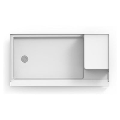 60 in. x 32 in. Seated Left Drain 5.38 in. Shower Base in White - Super Arbor