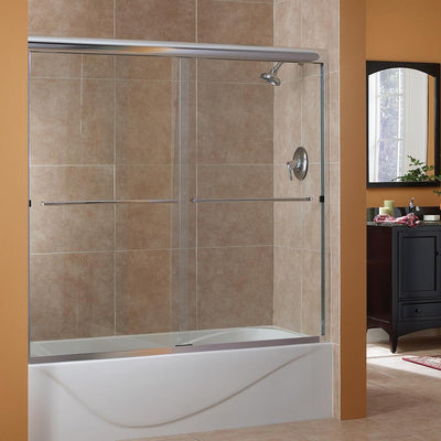 Cove 54 in. to 58 in. x 55 in. Semi-Framed Sliding Bypass Tub/Shower Door in Silver with 1/4 in. Clear Glass - Super Arbor