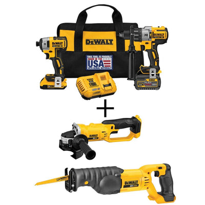 20-Volt MAX Lithium-Ion Cordless Brushless Combo Kit (2-Tool) w/FLEXVOLT and 20V Batteries, Bonus Grinder and Recip Saw - Super Arbor