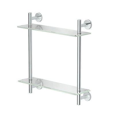 Latitude II 17 in. W 2-Tier Glass Shelf in Chrome - Super Arbor