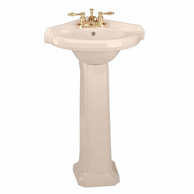 RENOVATORS SUPPLY MANUFACTURING Portsmouth 22 in. Corner Pedestal Bathroom Sink in Biscuit Vessel with Overflow - Super Arbor