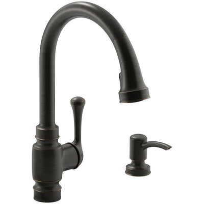 Carmichael Single-Handle Pull-Down Sprayer Kitchen Faucet in Oil Rubbed Bronze - Super Arbor