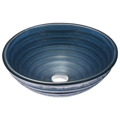 Tempo Series Deco-Glass Vessel Sink in Coiled Blue - Super Arbor