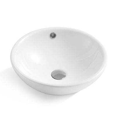 16.5 Round Sleek Above Counter Vanity Bowl Ceramic Bathroom Vessel Sink White - Super Arbor