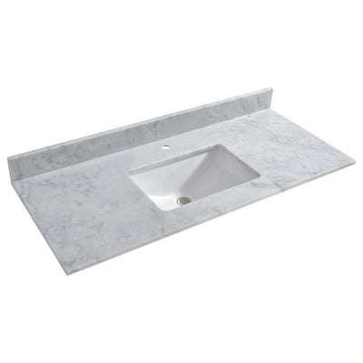 Maldon 49 in. W x 22 in. D Single Basin Carrara Marble Vanity Top in Carrara White with White Vitreous China Basin - Super Arbor