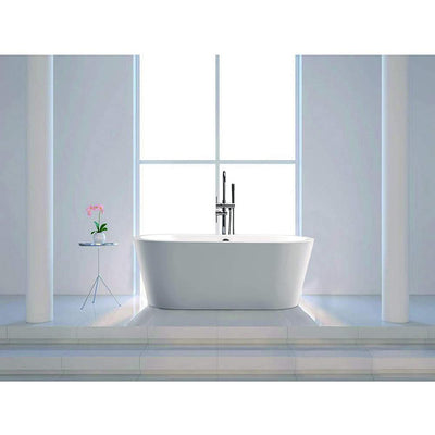 Lorient 59 in. Acrylic Flatbottom Freestanding Bathtub in White - Super Arbor