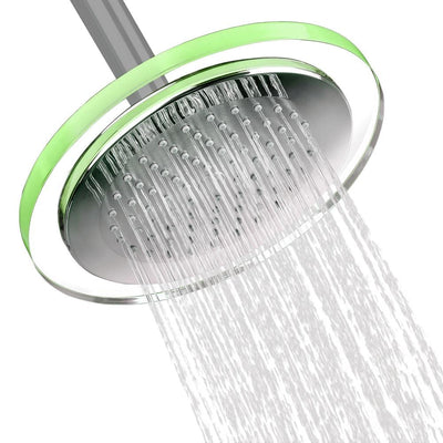 1-Spray 7.68 in. Single Wall Mount Fixed Rain Shower Head in Green - Super Arbor