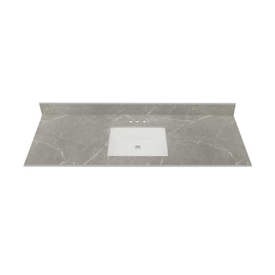 61 in. W x 22 in. Vanity Top in Soapstone Mist with Single White Sink and 4 in. Faucet Spread - Super Arbor