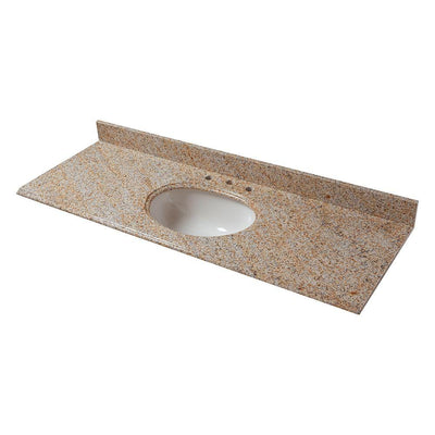 61 in. Granite Vanity Top in Beige with Biscuit Basin - Super Arbor