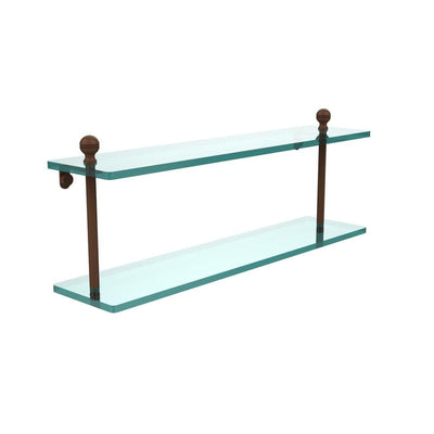 Mambo 22 in. L  x 8 in. H  x 5 in. W 2-Tier Clear Glass Bathroom Shelf in Antique Bronze - Super Arbor