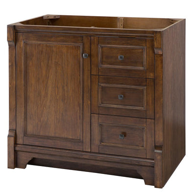 Creedmoor 36 in. W Bath Vanity Cabinet Only in Walnut with Right Hand Drawers - Super Arbor