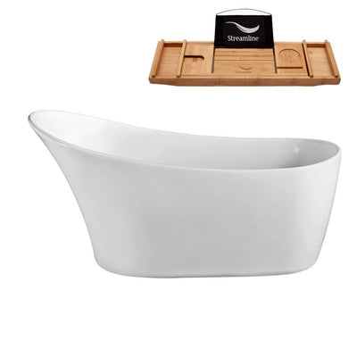 67 in. Acrylic Flat Bottom Non-Whirlpool Bathtub in Glossy White - Super Arbor