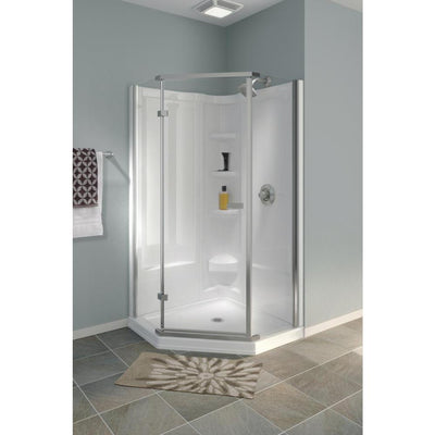 38 in. x 38 in. x 72 in. Semi-Frameless Neo Angle Corner Shower in White - Super Arbor