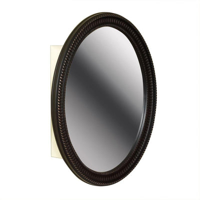 25 in. W x 32 in. H Zenith Oval Mirror Surface Mount Medicine Cabinet in Oil Rubbed Bronze - Super Arbor