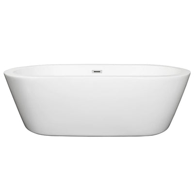 Mermaid 71 in. Acrylic Flatbottom Center Drain Soaking Tub in White - Super Arbor