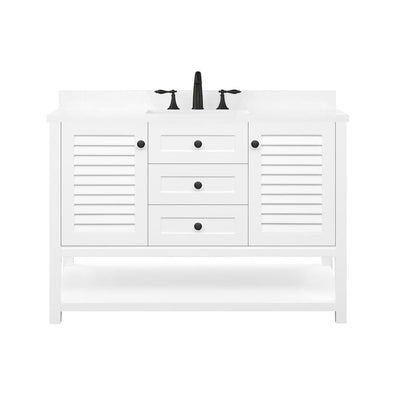 Grace 48 in. W x 22 in. D Bath Vanity in White with Cultured Marble Vanity Top in White with White Basin - Super Arbor